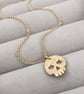 Handmade dainty 9ct yellow, rose or white gold skull charm pendant and chain - Image 3