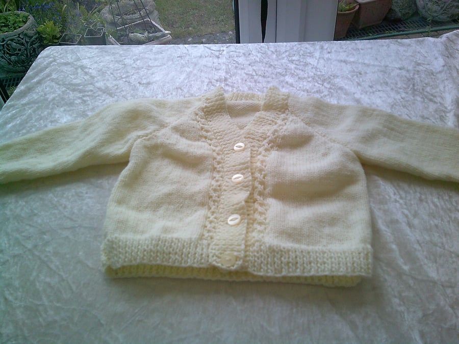 20 inch Pale Lemon V Neck Cardigan
