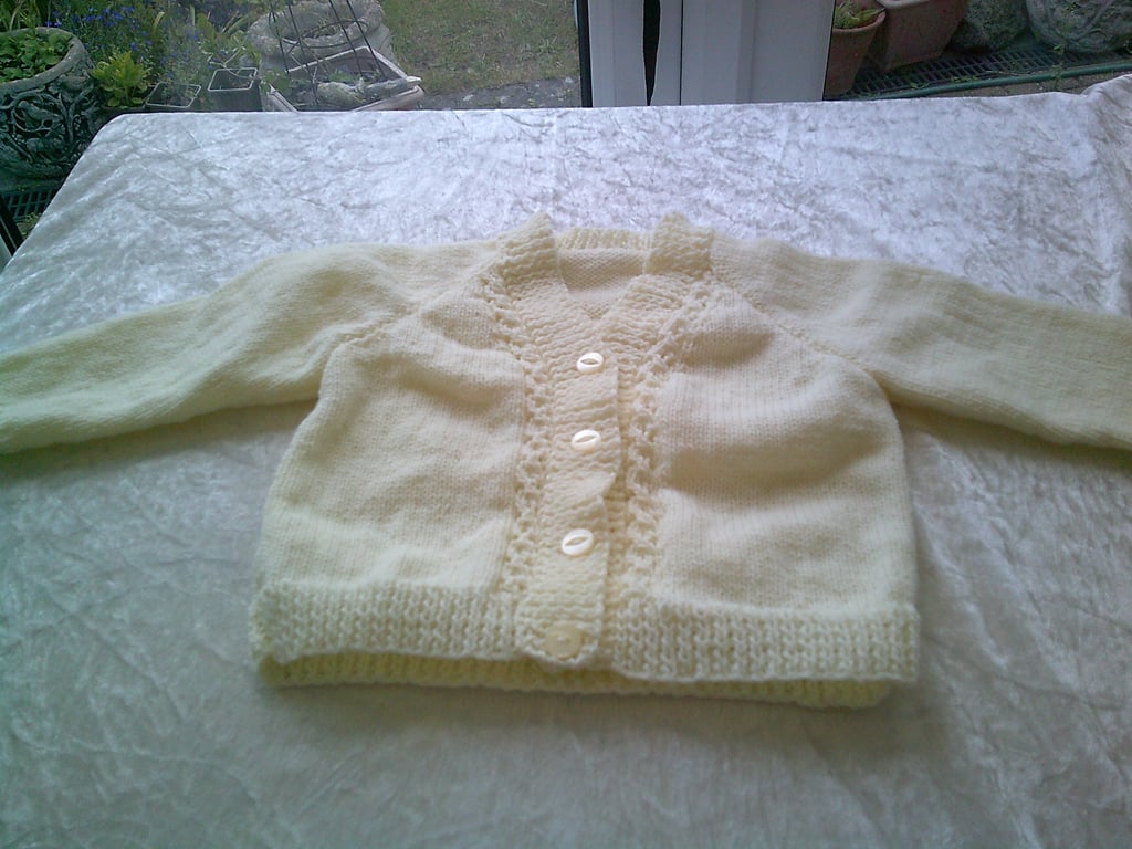 20 inch Pale Lemon V Neck Cardigan
