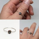 Silver And Light Blue Czech Glass Ring