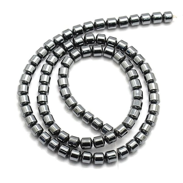 Hematite Grey 6mm Smooth Drums, Grade A, Natural Authentic Gemstone Beads, 1mm H