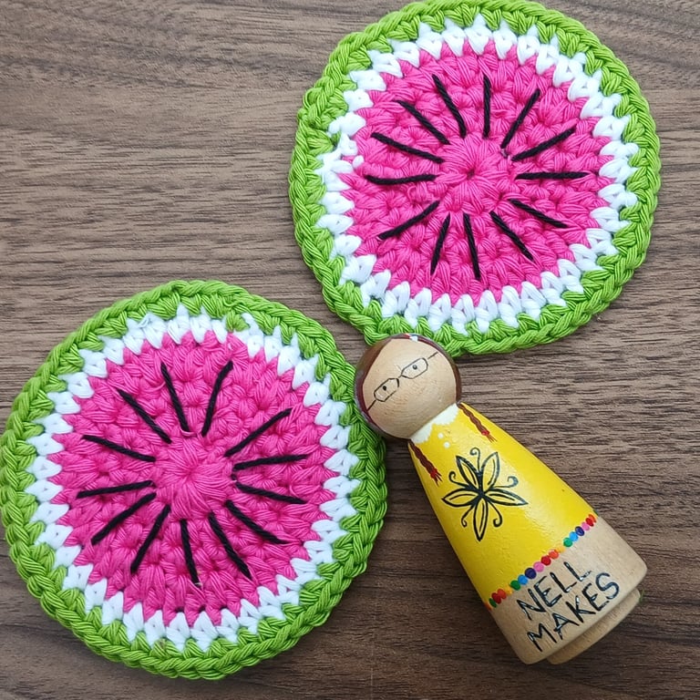 Watermelon crochet coasters