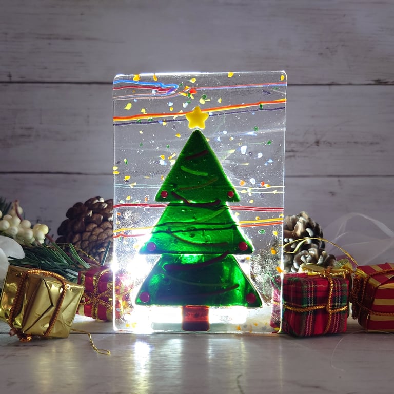 Sparkly Green Christmas Tree Tealight Holder