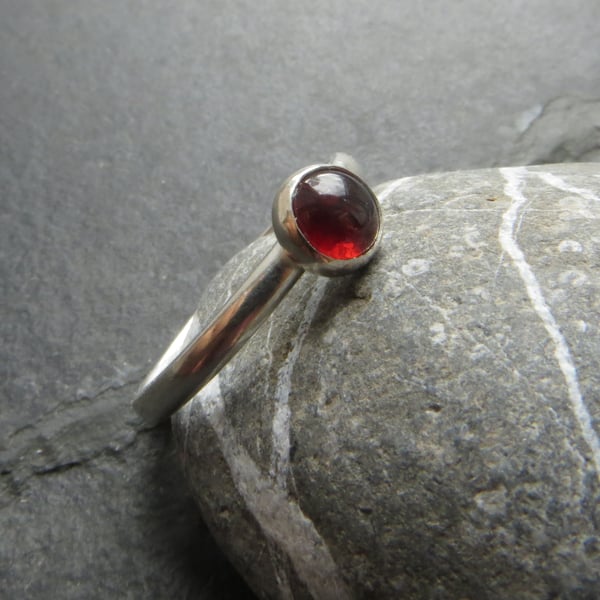 Garnet and sterling silver ring, January birthstone jewellery