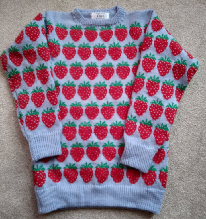 Strawberry jumper size 32 inch (81 cm) Pale blue machine wash wool