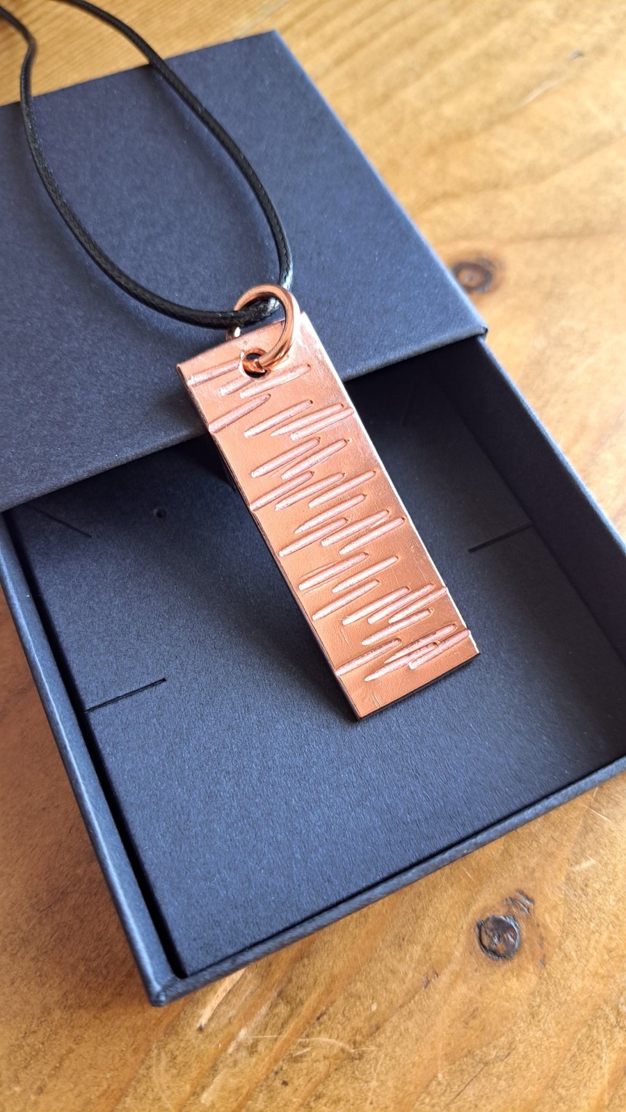 Hammered Copper bar Necklace, Handmade pendant