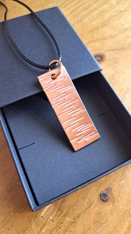 Hammered Copper bar Necklace, Handmade pendant