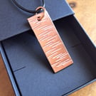 Hammered Copper bar Necklace, Handmade pendant