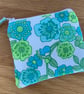 Fabric Coin Purse, Money Pouch, Zipped Purse, Purse, Card Holder, Floral, Retro - Image 1