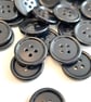 15mm, 4-hole black glossy buttons, with a raised outer edge - Image 1