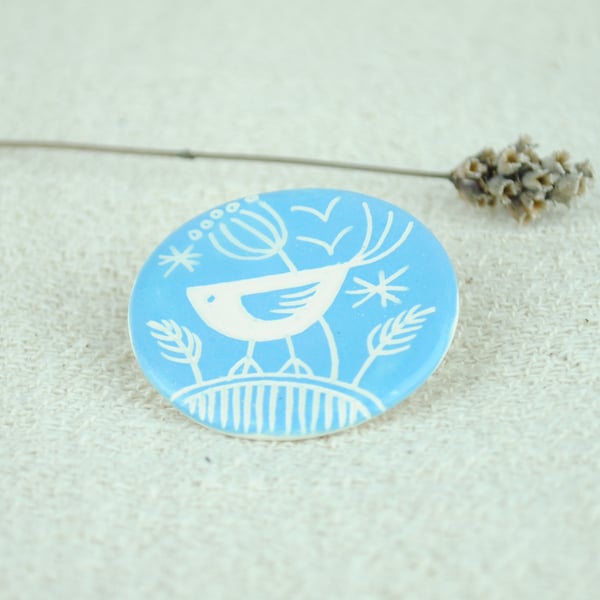 Ceramic Bird Brooch (Turquoise)