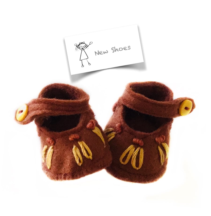 Brown Felt Shoes - reserved for Pauline