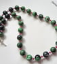 Designer Ruby Zoisite & African Faceted Ruby Sterling Silver Necklace - Image 2