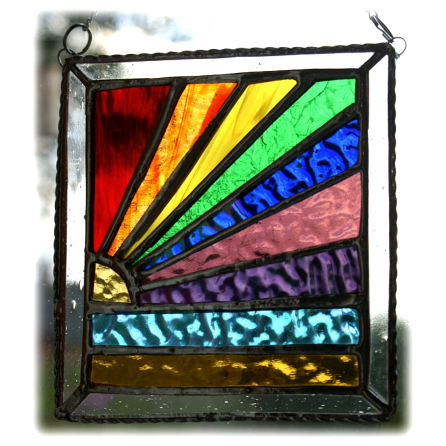 Rainbow Beach Stained Glass Suncatcher Handmade 
