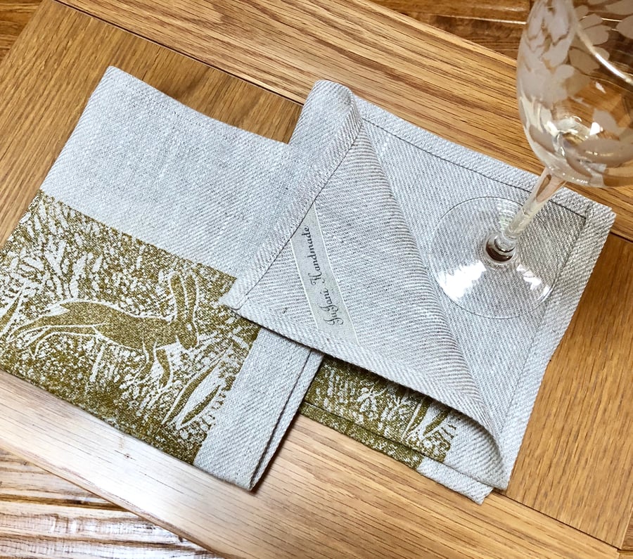Set of 4 Handprinted Napkins