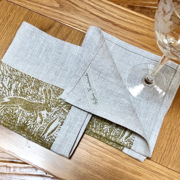 Set of 4 Handprinted Napkins