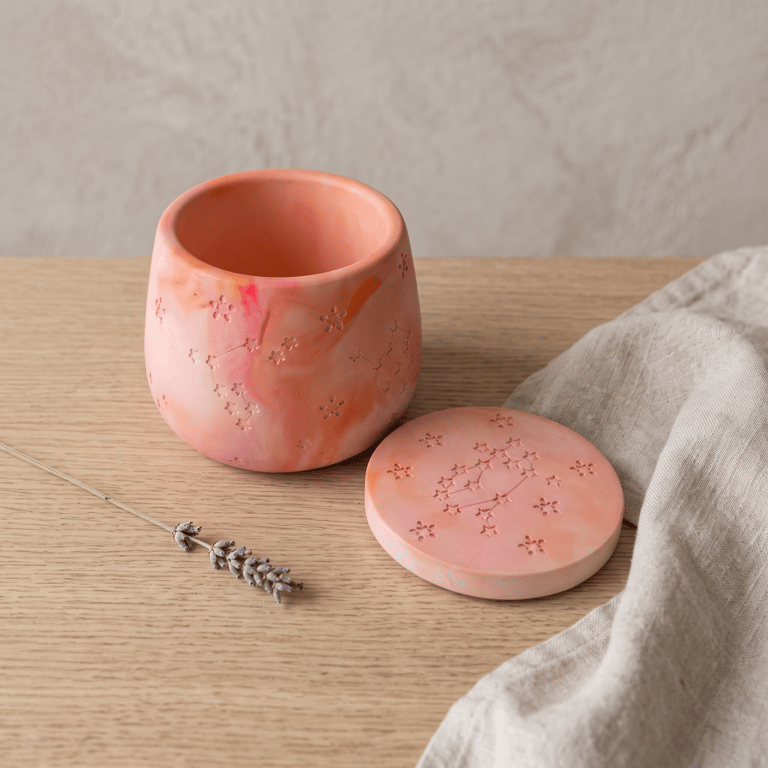 Warm Orange and Peach Marbled Star Constellation Jewellery Box