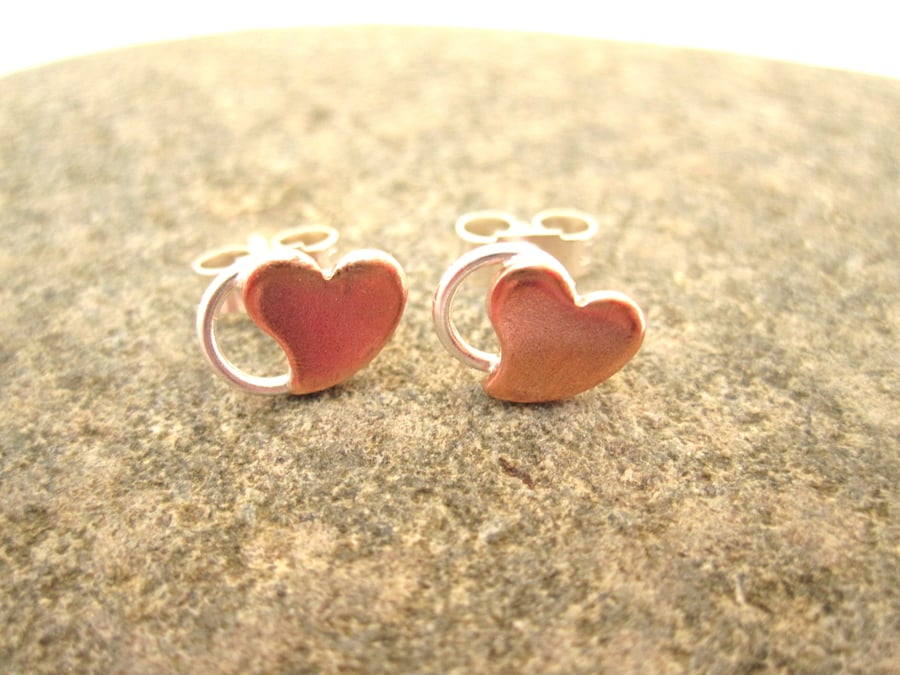 Sweetheart Earrings Love & A Hug Little Sweetheart Silver copper stud earrings. 