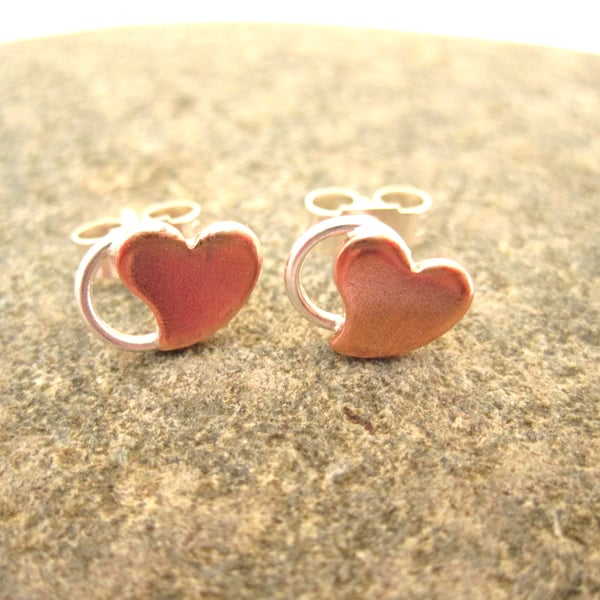 Sweetheart Earrings Love & A Hug Little Sweetheart Silver copper stud earrings. 