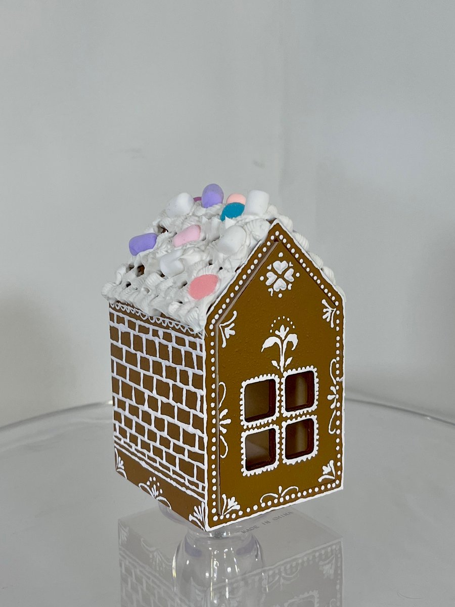 Hand Painted Gingerbread Style Box House Christmas Decorations Handmade