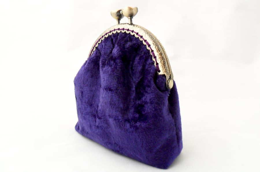 Purple velvet purse