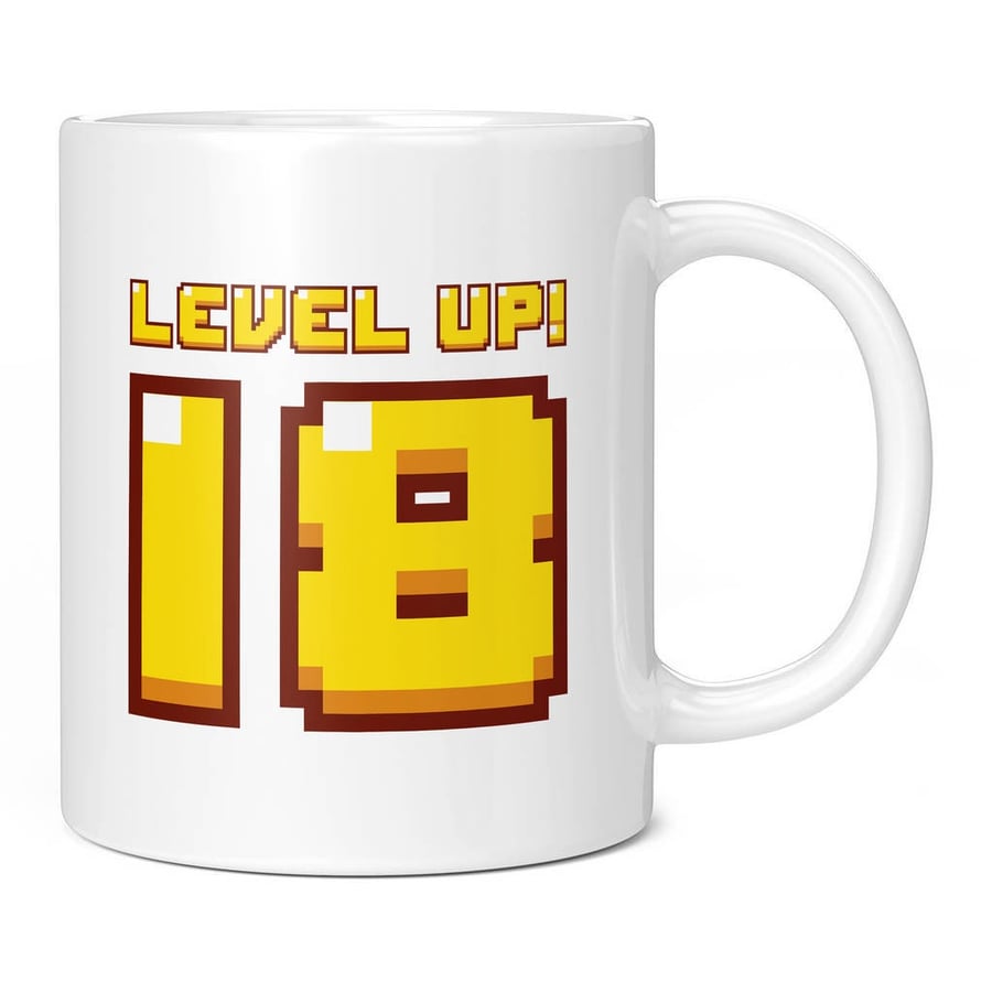 18 Level Up Birthday Mug - 18th Happy Birthday Novelty Mug Coffee Cup Gift Prese