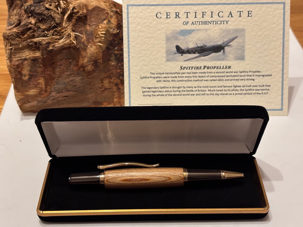 Spitfire Jablo Propeller Wood Ballpoint Pen, Own a Piece of History, Handmade 
