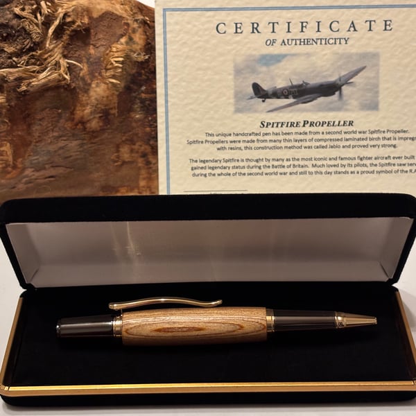 Spitfire Jablo Propeller Wood Ballpoint Pen, Own a Piece of History, Handmade 