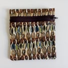 Purse, Change purse, coin purse, zipper pouch, feathers, cotton purse