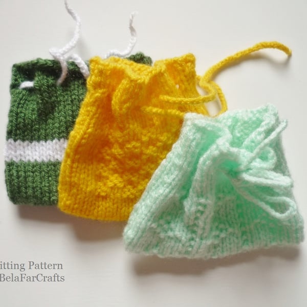 KNITTING PATTERN - Party Favour Bags - Beginners knitting project