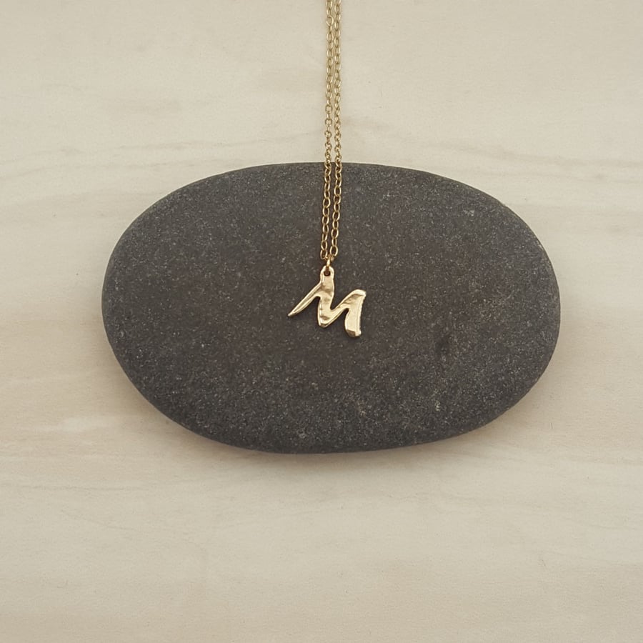 9ct gold & sterling silver letter necklace, initial jewellery, birthday gift