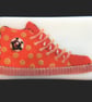 HANDMADE FUSED DICHROIC GLASS 'RED HIGHTOPS' BROOCH. - Image 4