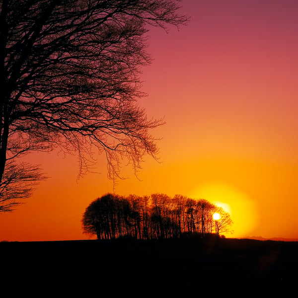 Red sunset The Ridgeway  English countryside landscape view - Free UK Postage!