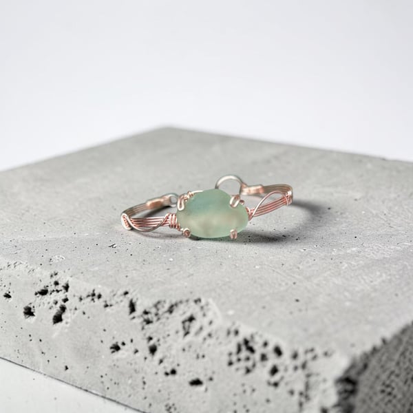 Sea Glass Bangle, Rose Gold - Pembrokeshire Sea Glass, Gift Idea