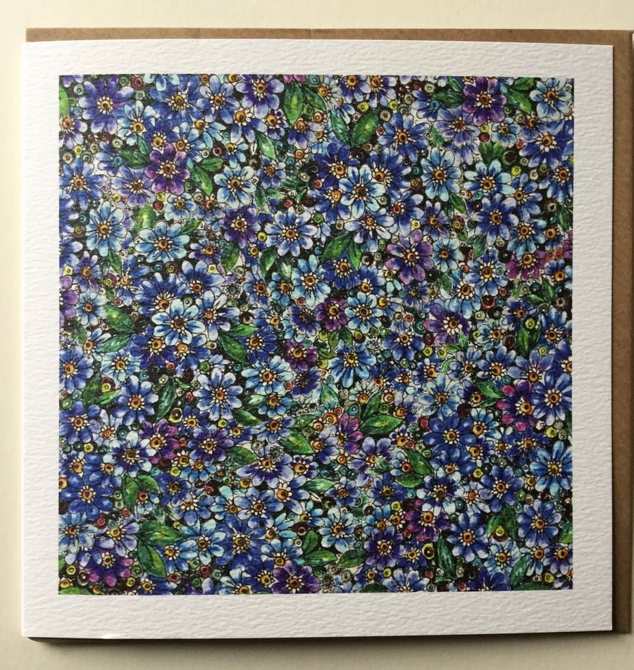 Forget me not floral art card 