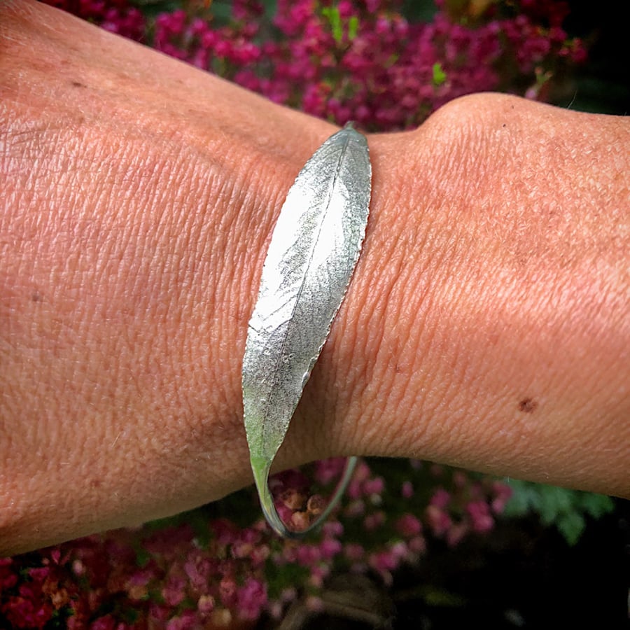 Silver Willow Leaf Bangle 