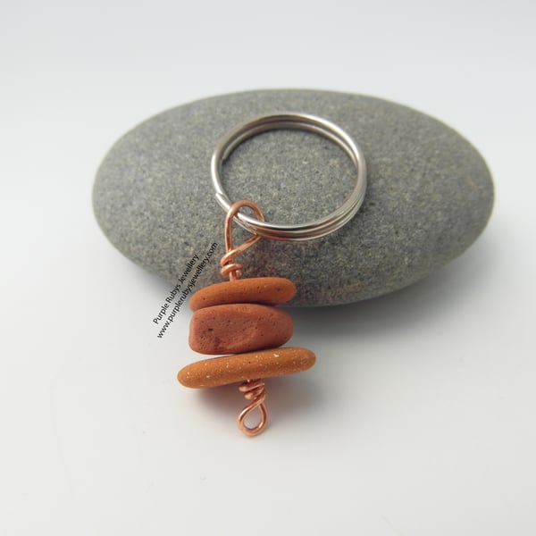 Terracotta Stack Cornish Sea Pottery Key Ring K121