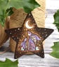 Moon gazing hare hanging star. Pyrography personalised tree decoration. - Image 1
