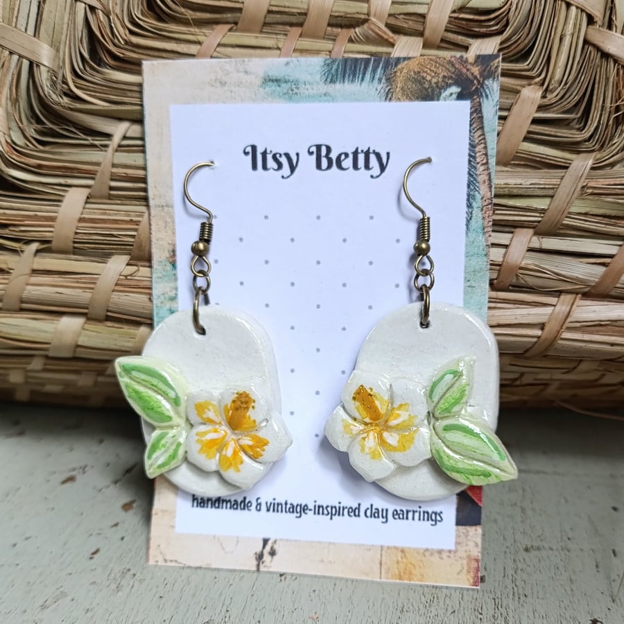 West Coast hibiscus rockabilly earrings 