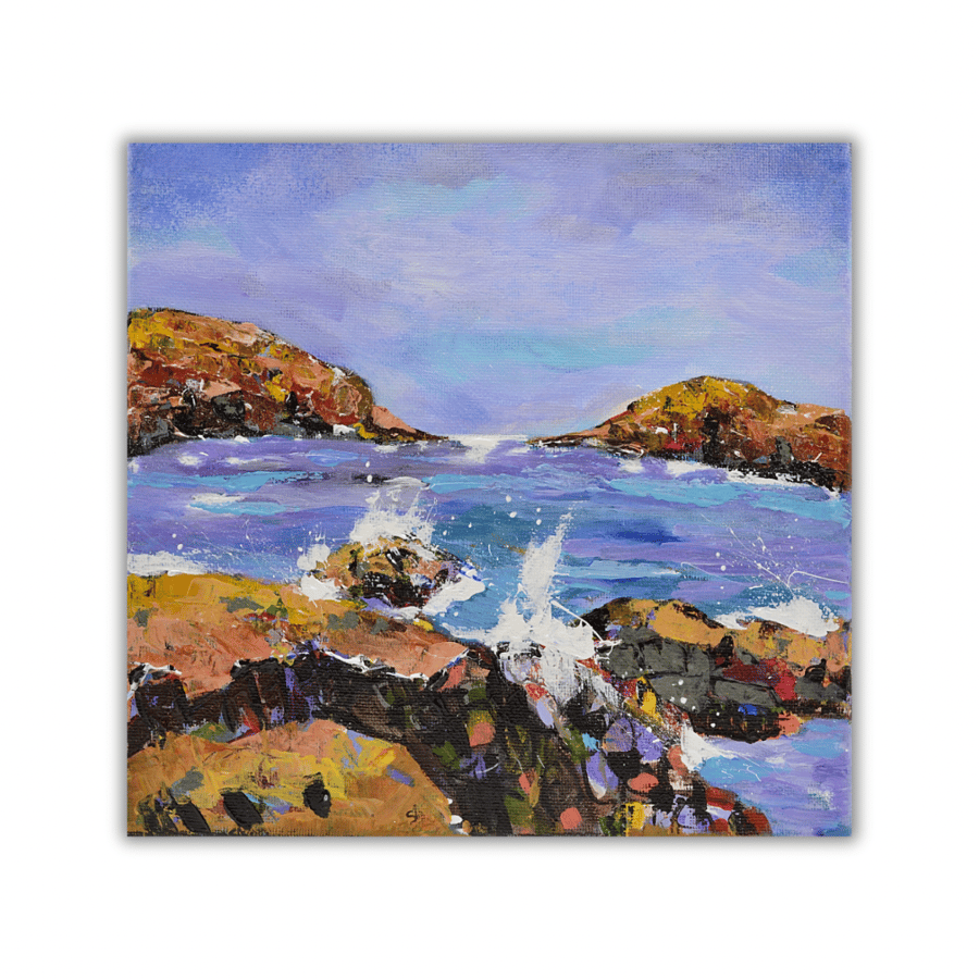  Acrylic painting - Scottish coast - ready to hang - seascape - original art