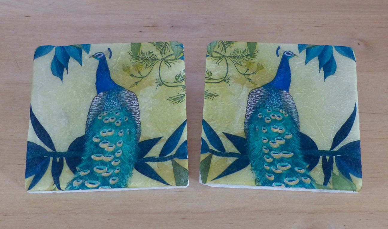 Marble 'Peacock' Coasters