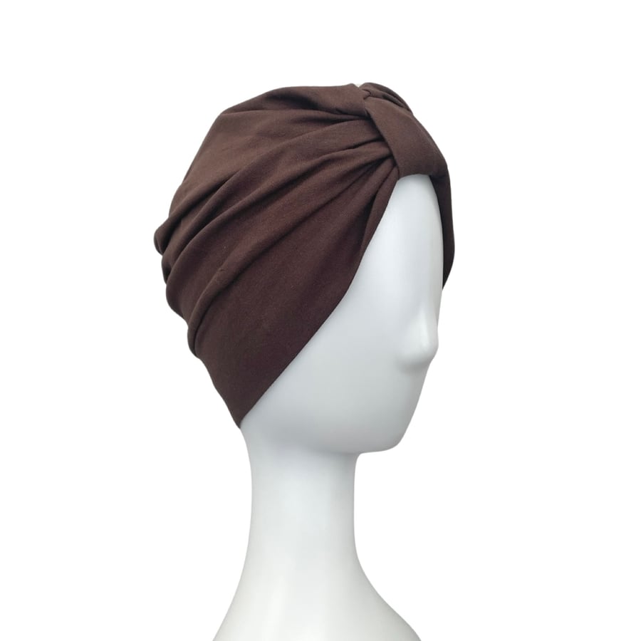 Brown ADULT TURBAN, Jersey Knit Turban for Women, Turban Head COVERING