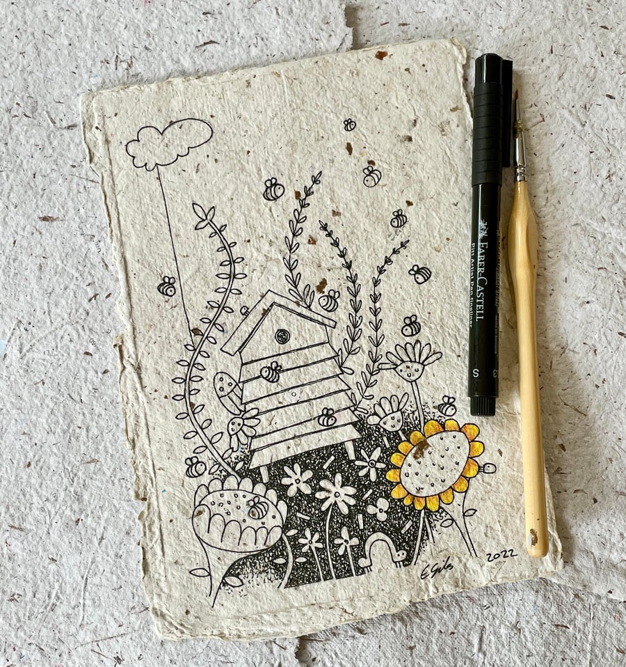 Busy day at work - original illustration, busy bee's