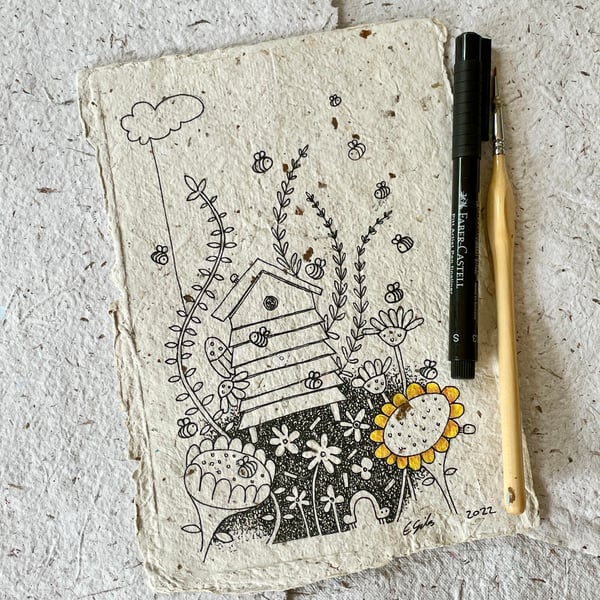 Busy day at work - original illustration, busy bee's