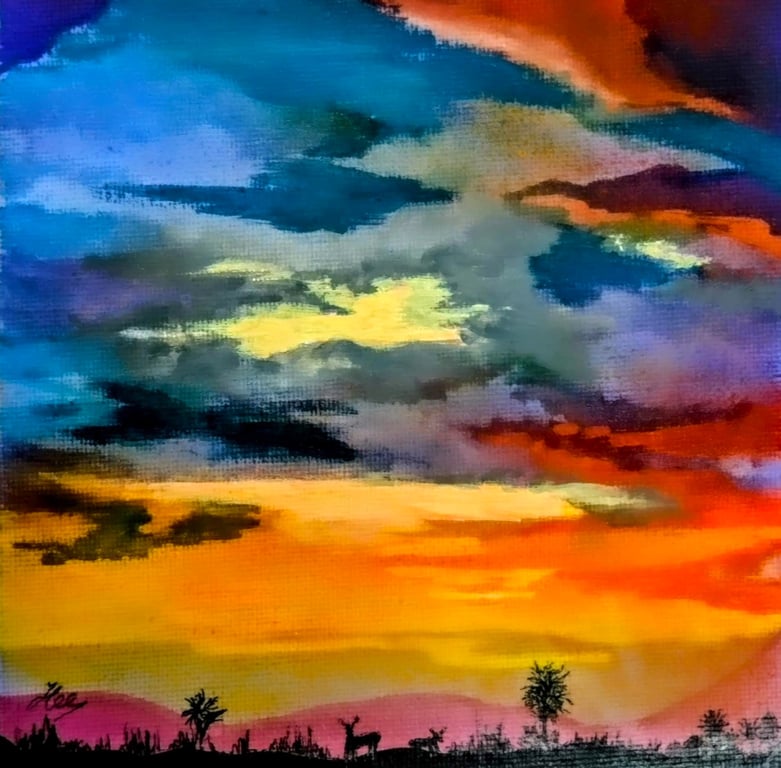 Deer Light - An original framed mixed media painting