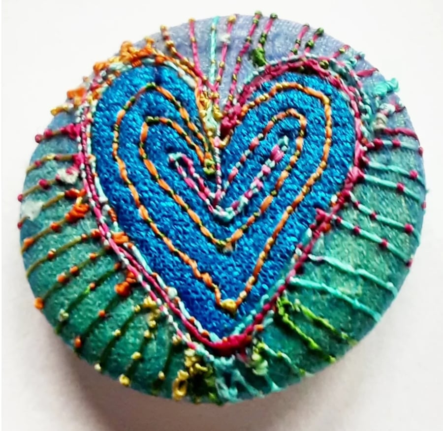 One Inch Badge Blue Heart 