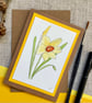Blank greeting card, daffodil, hand painted original artwork.  - Image 2