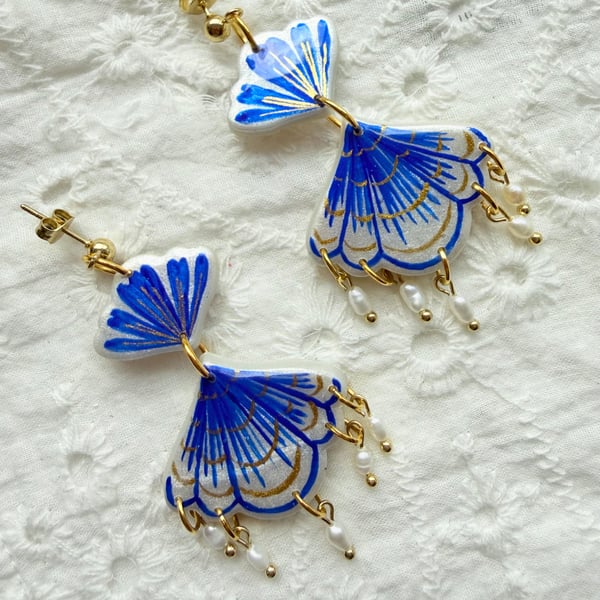 ADRIA - Seashell Coastal Pearl Statement Earrings