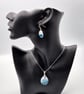 White and Blue Bubbles Earrings and Pendant Set