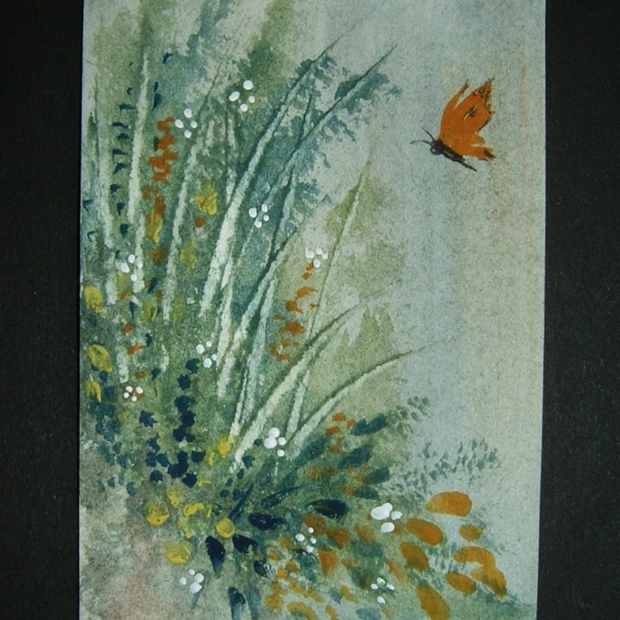 paintings art original butterfly garden aceo ref 247